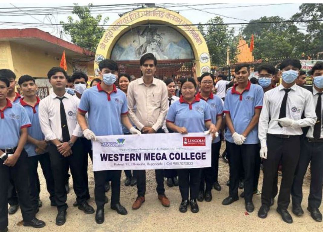 वेस्टर्न मेगा कलेज, बुटवलद्वारा मन्दिर सरसफाई तथा तिर्थालु सेवा कार्यक्रम सम्पन्न
