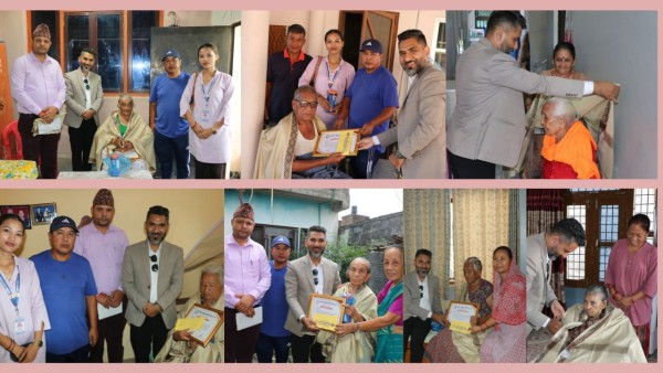ज्ञानपुञ्जले घरमै पुगेर ९० माथिका जेष्ठ नागरिकलाइ गर्याे सम्मान 