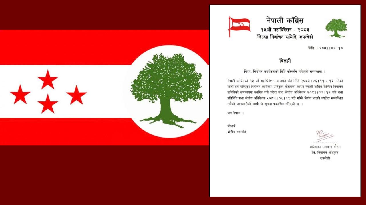 मौसमका कारण रुपन्देहीमा काँग्रेसको क्षेत्रीय अधिवेशन सारियो